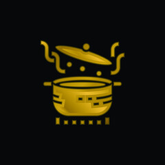 Boil gold plated metalic icon or logo vector