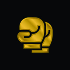 Boxing Gloves gold plated metalic icon or logo vector