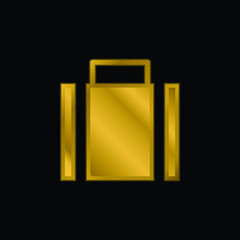 Briefcase gold plated metalic icon or logo vector