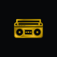 Boom Box With Controls And Settings gold plated metalic icon or logo vector