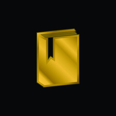 Book With Marker gold plated metalic icon or logo vector