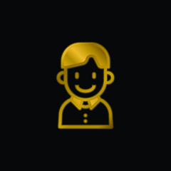 Obraz na płótnie Canvas Boy gold plated metalic icon or logo vector