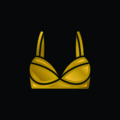Brassiere gold plated metalic icon or logo vector