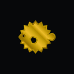 Blowfish gold plated metalic icon or logo vector