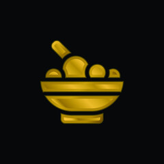 Bowl gold plated metalic icon or logo vector