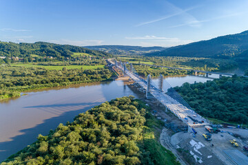 Nowy most na rzece dunajec w Kurowie, małopolska, Nowy Sącz