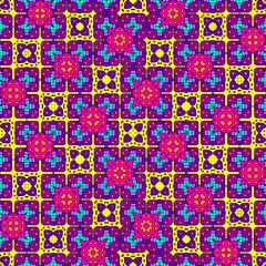 Seamless Colorful Abstract Floral Pattern Fabric Print