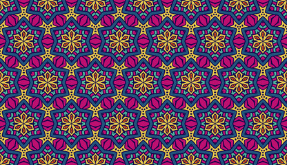 Seamless Colorful Abstract Floral Pattern Fabric Print