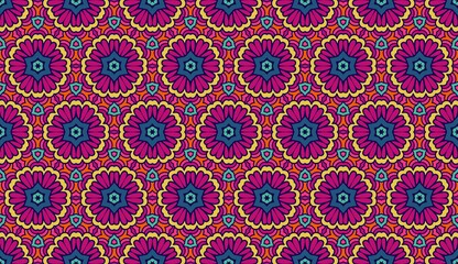 Seamless Colorful Abstract Floral Pattern Fabric Print