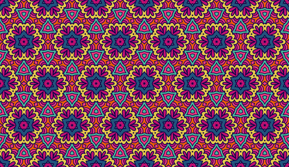 Seamless Colorful Abstract Floral Pattern Fabric Print