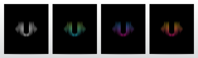Vertical Lines Graphic Equalizer Letter Logo Design U © recehan