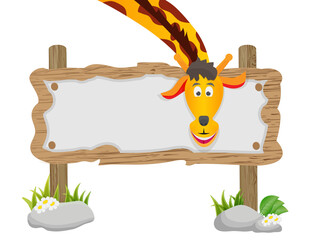 cartoon giraffe and blank banner for your text
