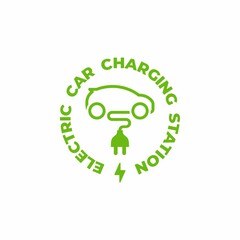 Electric car charging station symbol icon. Electric car logo sign button. Eco transport. Car energy power charge.