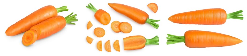 Carrot isolated on white background . Set or collection