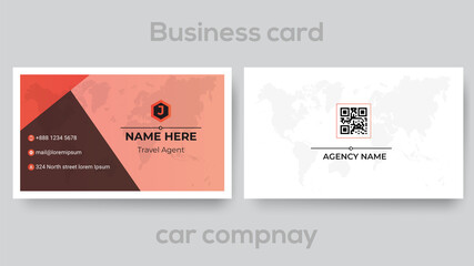 Modern Clean Flat Elegant Vector Abstract Creative Travel Agent Business Card Design Template