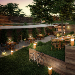 Garden Pub & Restaurant (detail) - 3d visualization
