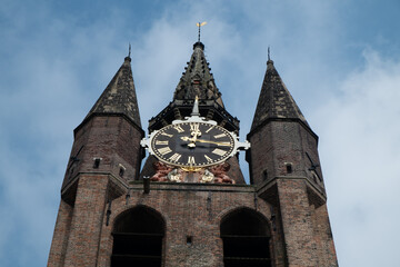 Fototapeta na wymiar Oude Kerk (old Church) in Delft, Zuid-Holland Province, The Netherlands