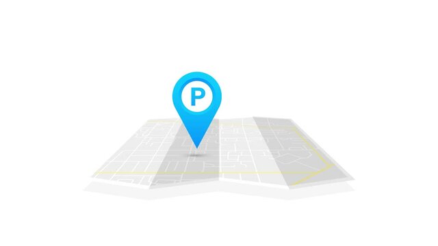 Parking pinpoint blue on map. Parking map point sign.