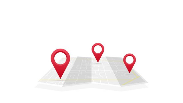 GPS navigator pointer on city map, from place to place.