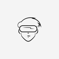 VR icon line style. Vector illustration symbol