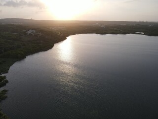 sunset over the river