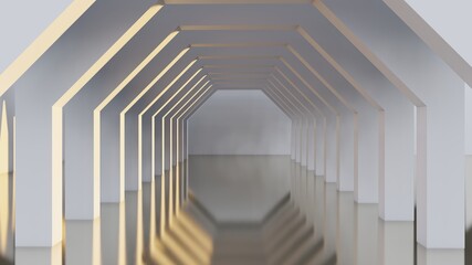Obraz premium Architecture interior background geometric arched passage 3d render