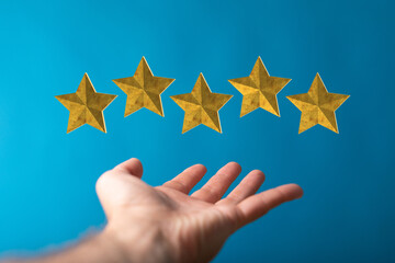  five star rating. Service rating, satisfaction concept