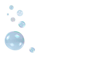 Soap bubbles isolated on a white background.