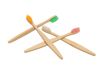 Bamboo toothbrush isolated on a white background.