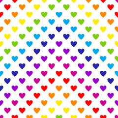 rainbow heart on white background. Seamless pattern. Texture for fabric, wrapping, wallpaper. Decorative print. - 454395665