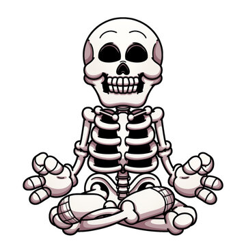 Cartoon Meditating Skeleton 