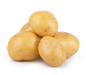 Group of potatoes isolated on white background close up