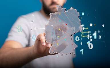 Germany map with national flag.