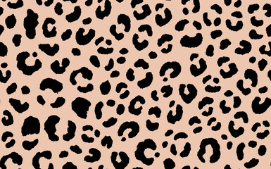 Abstract modern leopard seamless pattern. Animals trendy background. Beige and black decorative vector stock illustration for print, card, postcard, fabric, textile. Modern ornament of stylized skin