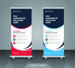 Creative business agency stands roll up banner design for your business. Roll-up template for exhibition, Corporate Business stand banner, editable roll up banner vector template