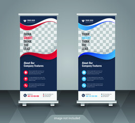 Creative business agency stands roll up banner design for your business. Roll-up template for exhibition, Corporate Business stand banner, editable roll up banner vector template