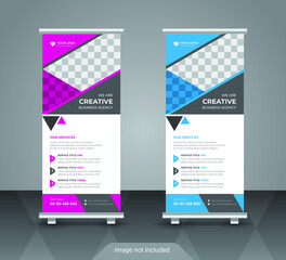 Creative business agency stands roll up banner design for your business. Roll-up template for exhibition, Corporate Business stand banner, editable roll up banner vector template