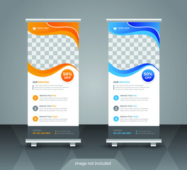 Corporate business roll up or stand banner template with abstract design