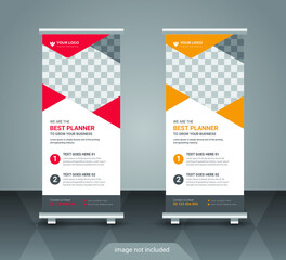 Corporate business roll up or stand banner template with abstract design