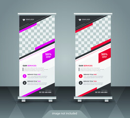 Corporate business roll up or stand banner template with abstract design
