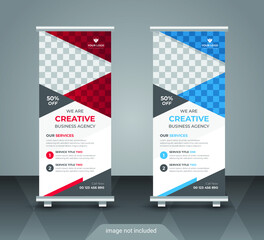 Corporate business roll up or stand banner template with abstract design