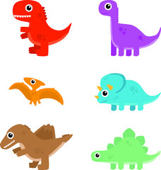 set of funny cartoon dinosaur