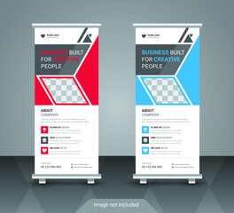 Corporate business roll up or stand banner template with abstract design