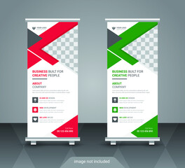 Corporate business roll up or stand banner template with abstract design