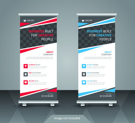 Corporate business roll up or stand banner template with abstract design