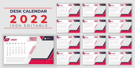 Print-ready desk Calendar design 2022 victor template, victor banner eps or social media design, new desk and wall calendar design with creative and dynamic shapes for print-ready design