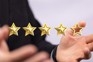 ranking and rating with businessman is touching virtua