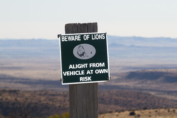 Mountain Zebra National Park, South Africa: warning sign about lions