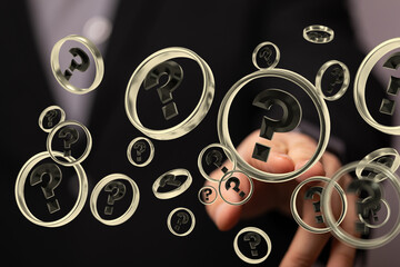 3d question marks background concept.
