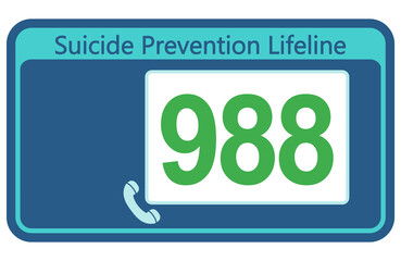 988 A graphic with a USA suicide prevention phone number as a motif.